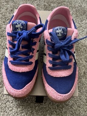 Palm Angels Girls Pink & Blue Suede Low-Top Sneakers